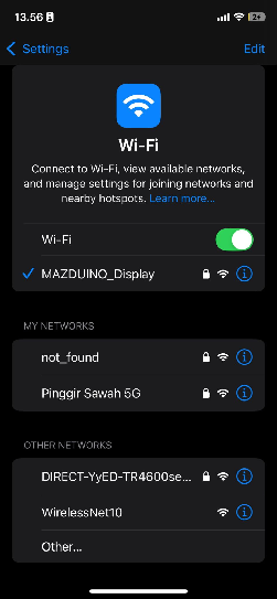 Hubungkan ke WiFi Mazduino Display