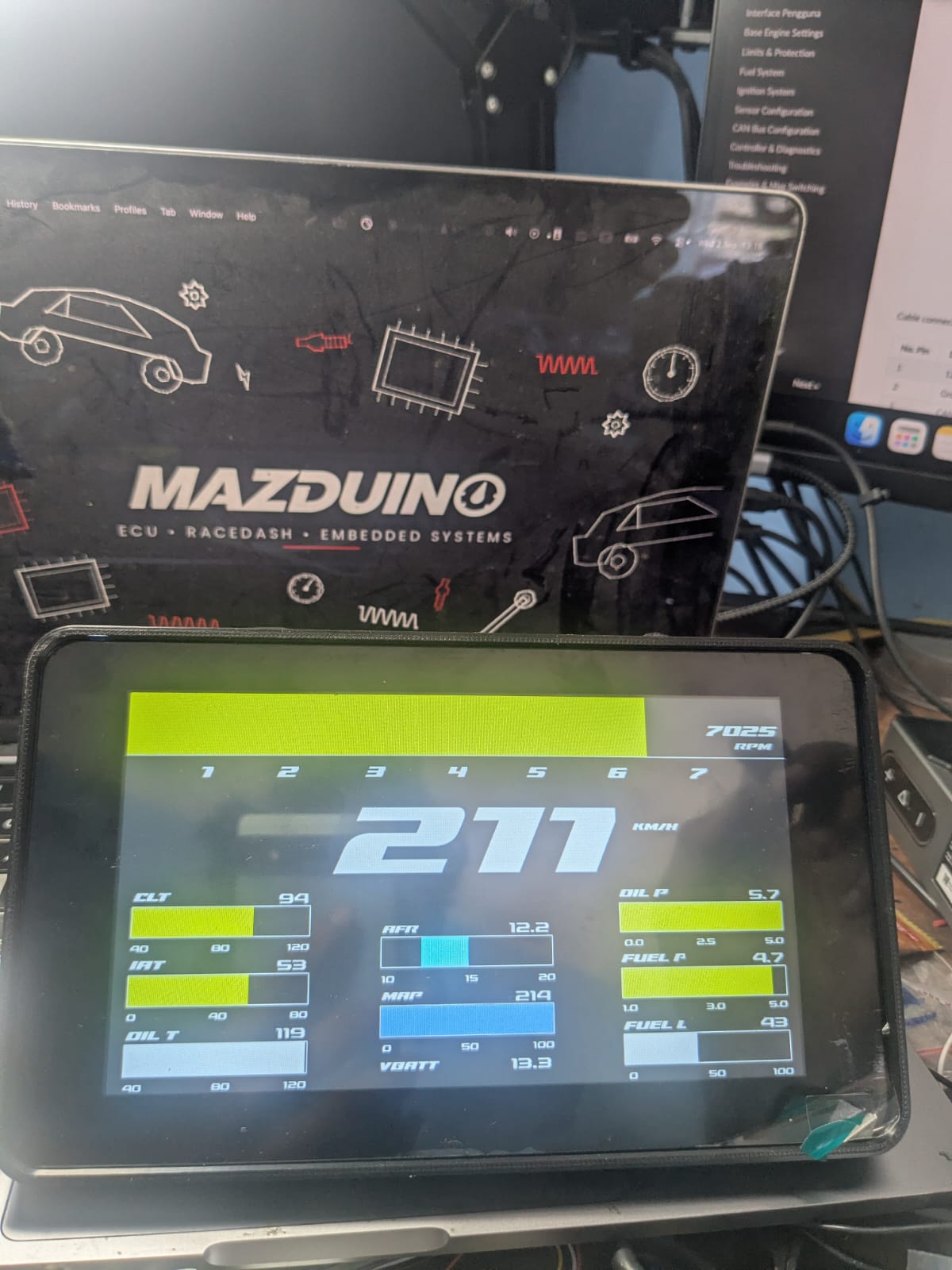Tampilan dashboard Racedash Pro