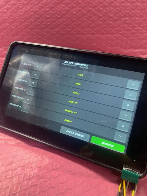 Slot Setting Screen Racedash Pro